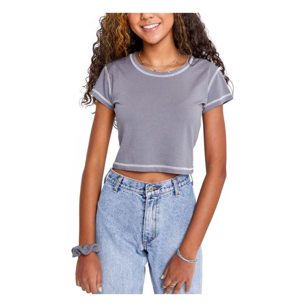 SUNDOWN BY SPLENDID Womens Gray Short Sleeve Crew Neck T-Shirt Juniors XL